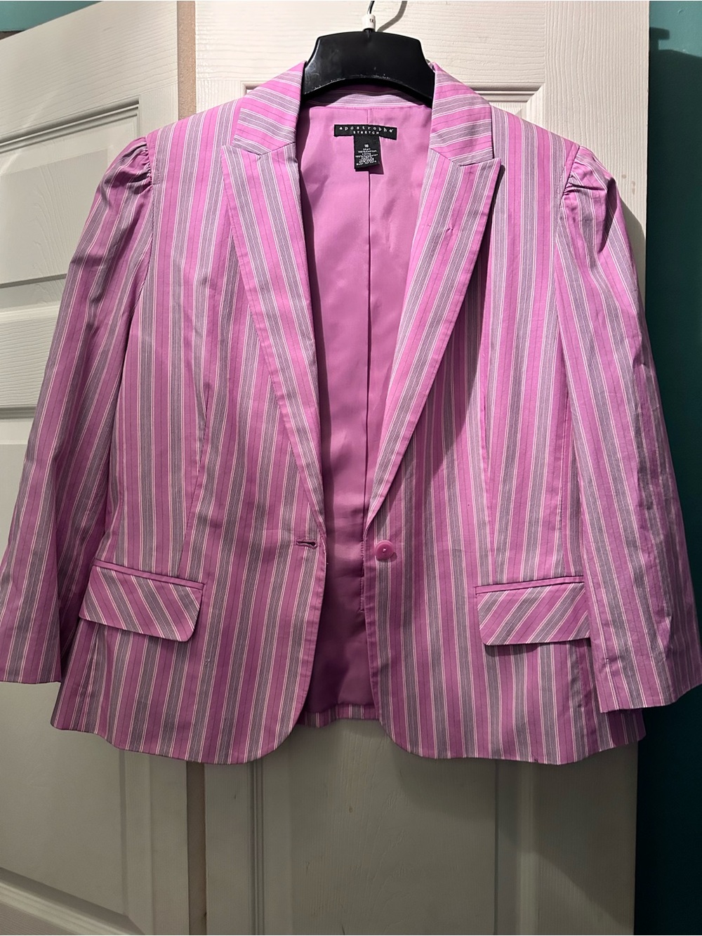 Apostrophe Pink & White Striped Women's Blazer